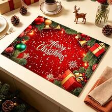 1pc Christmas Pine Cone Pattern Dish Drying Mat, Coffee Machine Mat, Kitchen Countertop Protector, Suitable For Christmas Parties, Daily Home Use, For Bowls, Plates, Cups, Water Drainage, Practical Christmas Holiday Decor Mat, Multi-Purpose Drying Mat, Home Gift, Tabletop Decoration - XYLSD-1148 - View 4