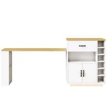 Extendable Kitchen Island With Dining Table, Multifunctional Storage Cabinet With Drawers,, Wine Rack, Kitchen & Dining Room - White + MDF - View 10