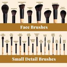BS-MALL Vegan Dual-Ended Makeup Brush Set 12pcs Foundation Contour Blush Highlighter Blending Eyebrow Brushes - Ginger - View 6
