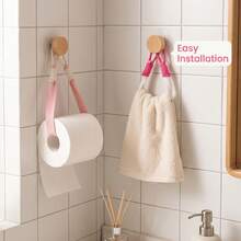 Dopamine Color-Block Tissue Holder, Hotel & Homestay Commercial Toilet Paper Rack, Bathroom Storage Hanging Rack For Towels And Toilet Paper, Hand-Woven Bohemian Style Colorful No-Drill Shelf, Home Storage - Multicolor - View 1