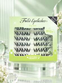 No Glue Needed One-Step Application Segmented 36-Cluster Self-Adhesive Faux Fiber Lashes, Ultra-Fine Black Stem, Dense, Curly, Lightweight, Soft, Non-Irritating, Long-Lasting Hold, Resistant To Shedding, Suitable For Daily Light Makeup, Date And Party Looks - C - View 9