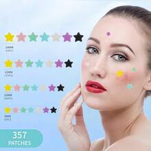 357/1pc Star Decorative Stickers, 7 Colors, Invisible Waterproof Stickers, Colorful Five-Pointed Star Shape, Concealer Stickers, Suitable For Date Concealment Emergency, Birthday Makeup Gift, Morning Quick Concealment, Halloween Decoration - Multiple Styles - View 2