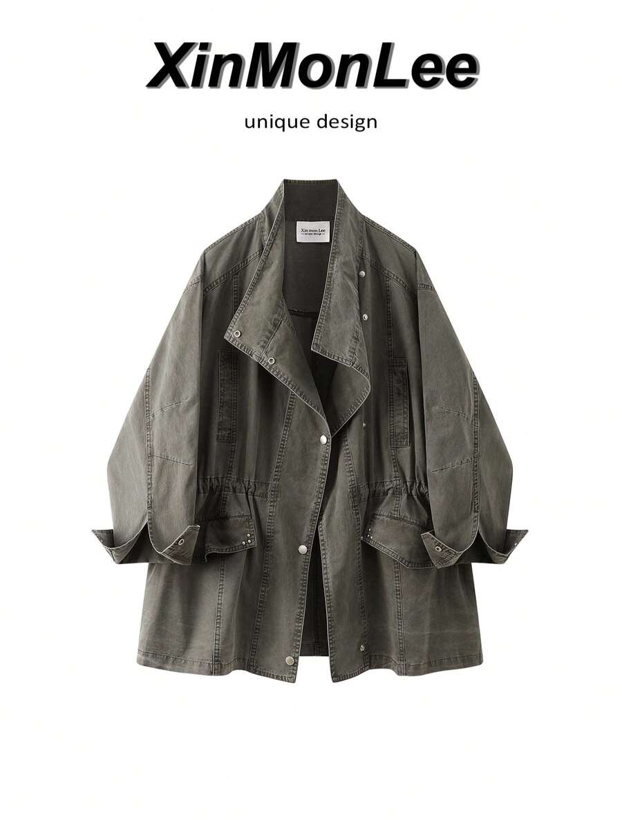 Women's Solid Color Single-Breasted Fashion Versatile Daily Casual Jacket - Army Green - View 1