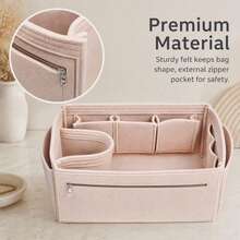 1pc Felt Inner Bag Organizer, Compartment Pouch, Makeup Bag, Medium Size, Multi-Functional Storage Bag, Simple Divided Design, Neat And Organized, Built-In Bag - Black - View 6
