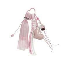 Korean Style Pink Cake Heart-Shaped Bag Charm, Lace Ribbon Braided Rope Keychain, Cute Girly Bag Pendant - Multicolor - View 5