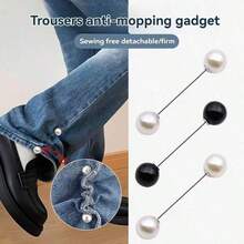 6/4/2Pcs T-Shirt Shortening Tool Invisible Waist Cincher Hem Tightener Adjustable Buckle Round Bead Pin No-Sew Knot Button - Multicolor - View 6