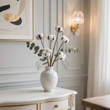 Natural Dried Cotton Decor, Set Of 10 Cotton Stems Plus 5 Cotton Flower Heads For Wedding And Home Decoration - 10Pcs - View 7