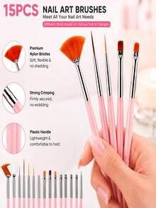 31Pcs Nail Art Tools Set, Nail Art Brushes, Liner Pens, Dotting Tools, Nail Palette And Nail Stickers Tweezers, Multi Function Manicure Supplies For Nail Art Design - Multicolor - View 2