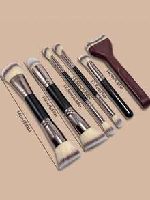 6pcs Multi-Function High Quality Makeup Brush Set, Soft Bristles, Suitable For All Skin Types, Powder Brush, Foundation Brush, Detail Brush, Eyeshadow Brush, Triangle Highlighter Brush, Portable Travel Set, Perfect Gift For Girls - Multicolor - View 2