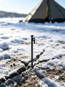 2PCS.4PCS. 9mm Thick Steel Tent Stakes, 200mm To 400mm Multiple Sizes Available, Heavy Duty Tent Pegs With Hook, Suitable For Snow And Multi-Terrain Outdoor Camping Ground Stakes - Black - View 3