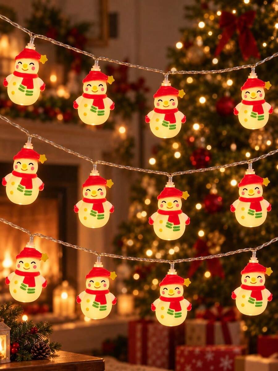 Lampu Hias Natal Bentuk Manusia Salju 20 LED, Bertenaga Baterai, Cocok untuk Dekorasi Natal Luar Ruangan, Halaman Rumput, Teras, Jalan Setapak, Pagar, Taman, Liburan, Pesta Musim Dingin, Rumah, Lampu Suasana Pesta, Lampu Atmosfer - manusia salju - View 1