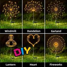 8/6/4/1pc 480/320/240/60 LED Outdoor Solar Fireworks Lights, Garden Lawn Lights, 8 Flashing Modes, Fairy Tale Style Lighting, Suitable For Patio, Pathway, Deck Landscape Lighting (Multi-Color/Warm White) - Fireworks - View 4