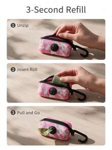 1pc Dog Poop Bag Dispenser With Clip, Leopard Camo Print Pet Waste Bag Storage Pouch, Can Be Hung On Leash, 7x5cm Portable Travel Poop Bag Carrier With Zipper And Cross-Shaped Dispensing Hole, 5 Colors Available, Suitable For Small And Medium Dogs Walking - View 8