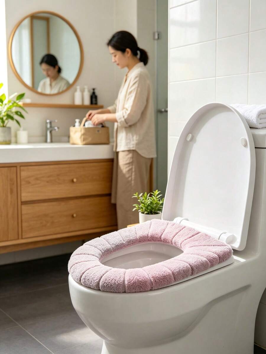 Universal Toilet Seat Cover, Toilet Seat Cover, Toilet Seat Cover, Cleaning O-Ring, Nordic-Style Toilet Seat Cover, Toilet Seat Cover, Toilet Seat Cushion, Comfortable Height, Round Design, No Power Required - Essential Bathroom Accessory. - Multicolor - View 1