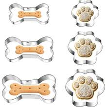 3pcs Stainless Steel Cookie Cutter Set, DIY Cake Baking Dog Bone And Paw Print Shape Molds, Pet Treat Cookie Cutter Tools, For Home Kitchen Use - Multicolor - View 11