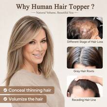 Penutup Rambut Wanita dari Rambut Manusia Asli Ukuran 7x11cm, Model Jepit, Menutupi Akar Rambut Beruban Alami, Rambut Palsu dengan Dasar Renda yang Tak Terlihat dan Bernapas, Panjang 12 Inci, Cocok untuk Rambut Tipis - MultiWarna - View 11