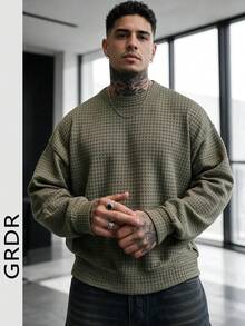 GRDR Textured Versatile Men's Pullover All-Match Casual Daily Commute - Army Green - View 4
