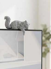 3D Printed Original Sleeping Cat Monitor Ornament, Original Cat Lying On Top Of Screen With Head And Front Paws Naturally Hanging Down, Realistic Fur Texture, Cozy And Healing Workspace Decor, Suitable For Most Monitor Tops - Sleeping Cat Monitor Ornament - View 12