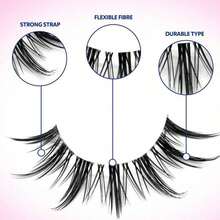 6Pairs Anime Lashes Clear Band Eyelashes Natural Crossed Wispy Fake Eyelashes Cosplay Makeup Tools - Black - View 4