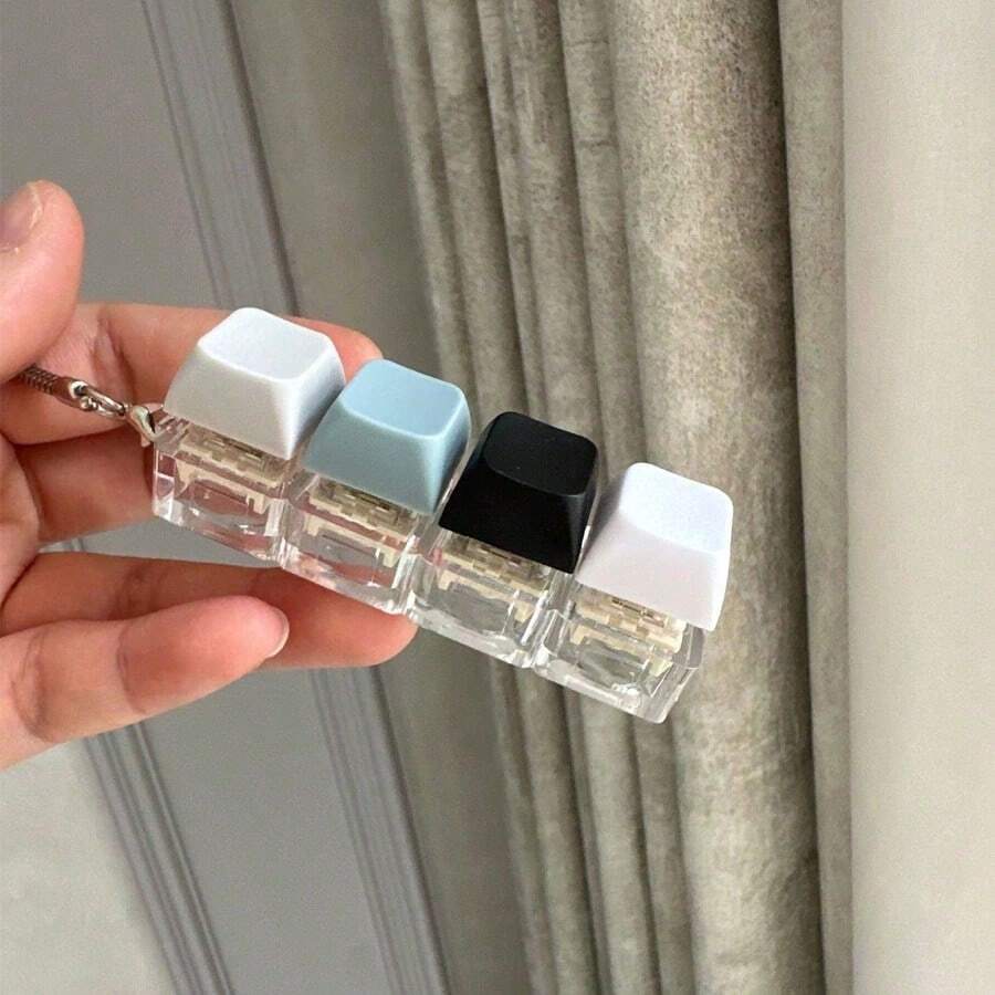 1pc Colorful Keyboard Key Fidget Toy - Quiet/Clicky, Suitable For Relaxation, Office And Library Use, Office Stress Relief Toy | Interesting Design Stress Relief Toy, Keyboard Keychain Fidget Toy, Anti-Stress/Pressure Relief Toy - Multicolor - View 1