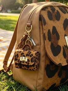 1pc Leopard Print Mini Purse Keychain, Faux Leather Tiny Handbag Charm With Wrist Strap, Small Coin Pouch Bag Pendant For Women Bag Decor Gift - Multicolor - View 4