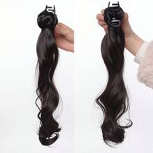 Women's Ponytail Hair Extension With Integrated Claw Clip, Korean Style Low Ponytail, Natural Voluminous Layered Curly Hair Piece - Black - View 4
