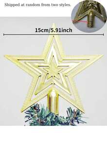 1 Set Christmas Tree Topper - Gold Hollow Five-Pointed Star Decoration, Glitter Finish, Christmas And New Year Holiday Decor - Multicolor - View 9