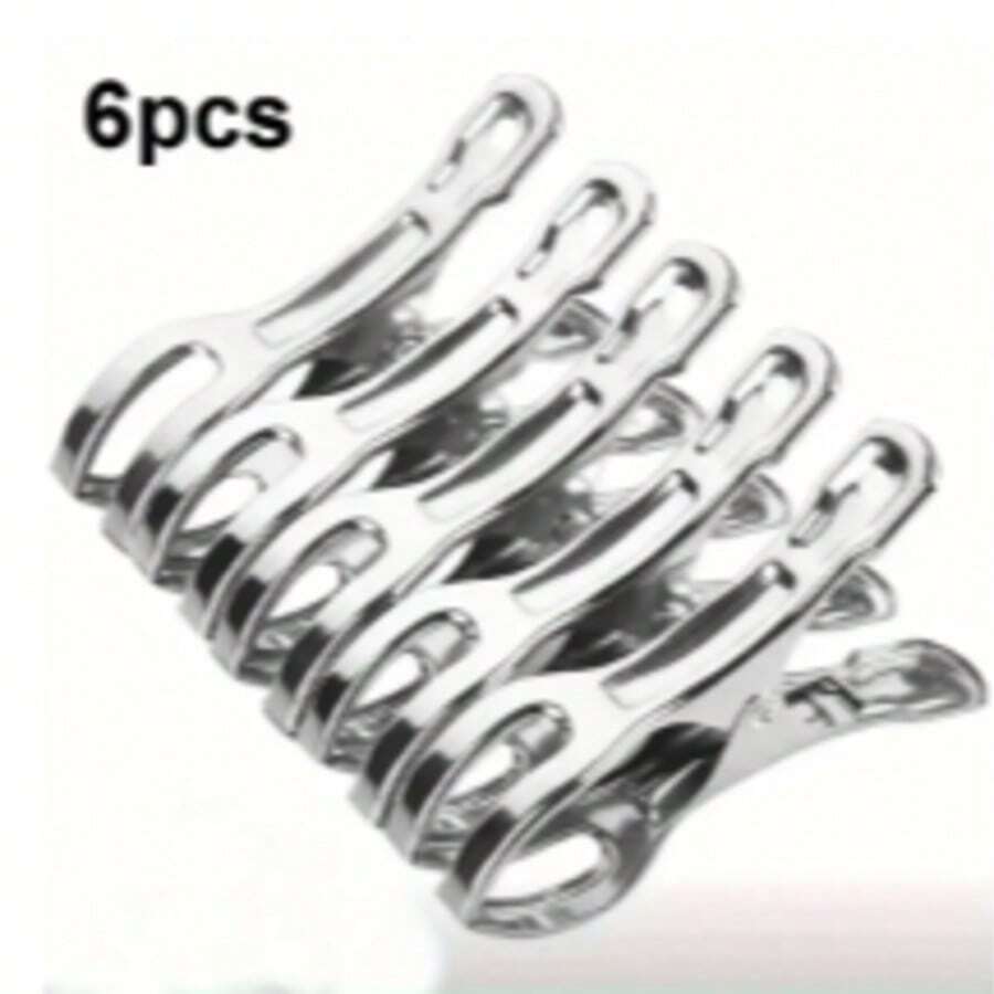 1/6/10pcs Stainless Steel Windproof Clothes Clips, Stainless Steel Open Clips, Multi-Functional Spring Clips For Home Bedding Drying, Outdoor Windproof Drying Clips