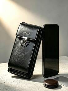 1pc PU New Men's Long Wallet, Multi-Card Slots, Zipper, Snap Button, Vintage, Large Capacity Phone Multifunctional Clutch Bag, Cards, Cash, Coins Can Be Organized And Stored, Classic Low-Key Appearance Suitable For Commuting, Business Travel And Other Scenarios, Durable And Practical For Men's Daily Use - Black - View 4