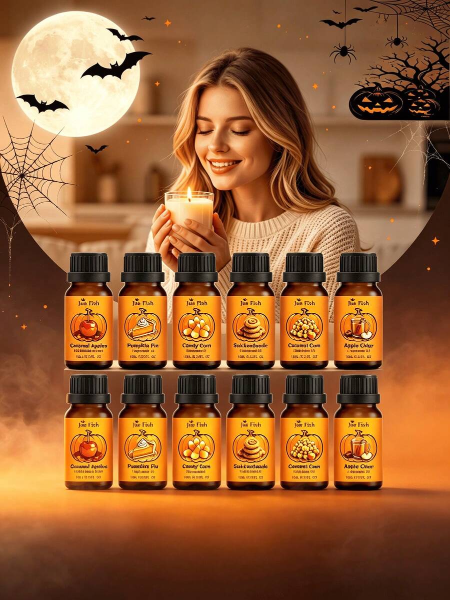 Halloween Scented Essential Oil Set, Indoor Air Freshener Long-Lasting Fragrance Party Holiday Gift, Randomly Sent New And Old Styles - Multi Scents - View 1