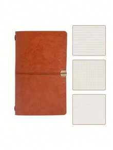 A6 PU Vintage Leather Notebook Diary, Retro Aesthetic Writing Journal With Elastic Closure And Replaceable Pages, Travel Diary, Daily Planner Notebook, Suitable For Notes, Meetings, Work And Study, Desktop Accessory, College Essential, Unisex Gift - Multicolor - View 4