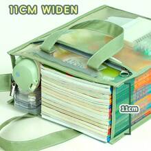 HUAJIE Student Clear Mesh Tutoring Hand Tote Bag Reinforced Handle With Side Mesh Pocket, Large Capacity For Books Papers Stationery, Exam‑Friendly School Carry Bag - Single Piece - View 3