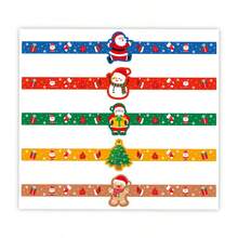 4 Lembar/20 Stiker Dekorasi Kemasan Hadiah Natal, Stiker Strip Panjang Natal, Stiker Santa Claus Kartun untuk Pengemasan Kotak Hadiah, Penyegelan, dan Dekorasi Kue - A - View 7