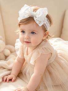 1/4pcs Embroidered Lace Bow Headband, High Elasticity Non-Tightening Baby Headband, Breathable Soft Comfortable Children's Hair Accessory, Suitable For Daily/Gathering/Party Use - Multicolor - View 11