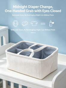 HAPPY WALK 1pc New Baby Room Portable Multi-Compartment Storage Basket, Baby Diaper & Toy Organizer Bin With Removable Hook And Loop Dividers, Sturdy 3D Structure, Non-Deformable, For Clothes, Toys, Sundries Home Storage And Daily Outings - Multicolor - View 7