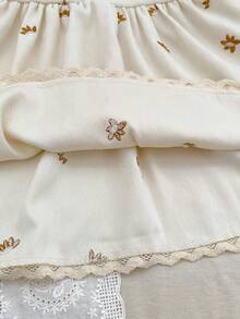 Japanese & Korean Style Girls' Sweet Lace Collar Embroidered Princess Dress, Spring/Autumn New For Toddlers & Young Children - Apricot - View 6