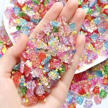 50pcs Glow-In-The-Dark Christmas Tree Nail Art Charms, Colorful Translucent Resin Star Cute Cartoon Christmas Tree DIY Nail Accessories - Multicolor - View 7