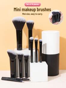 SEPROFE 10Pcs Mini Makeup Brush Set, Multi Color Handles With Portable Storage Tube, Super Soft Fiber Brushes Including Blush Brush, Eyeshadow Brush, Lash Brush And Concealer Brush, Complete Makeup Tools For Daily And Travel Use - Black - View 2