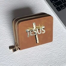 Jesus God Cross Print Card Holder Lightweight Fashionable Wallet Suitable For Daily Use For Women Double Zipper Mini Wallet Purse Wallet Card Wallet - Multicolor - View 7