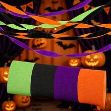 12pcs Orange, Green, Purple And Black Multicolor Crepe Paper Set, Suitable For Birthday Party, Halloween, Thanksgiving, Wedding Decoration And Photo Props - A - View 6