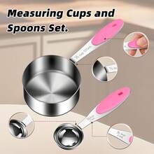 5/8PCS Colorful Stainless Steel Measuring Cups/Spoons, With Clear Markings, Suitable For Dry Or Liquid Ingredients, Cooking Accessories, Baking Essentials, Modern Kitchen Tools, Kitchen Utensils, High-Quality Spoons, Dry Ingredient Spoons - Multicolor - View 4