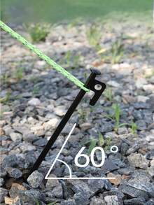 2PCS.4PCS. 9mm Thick Steel Tent Stakes, 200mm To 400mm Multiple Sizes Available, Heavy Duty Tent Pegs With Hook, Suitable For Snow And Multi-Terrain Outdoor Camping Ground Stakes - Black - View 6