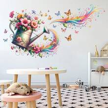 1pc Floral Butterfly And Beautiful Girl Wall Stickers For Kitchen Decals PVC Self-Adhesive Mural For Dining Room Restaurant Decoration 23.6*11.8inch - One Piece In Multiple Colors - View 7