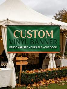 1pc Personalized Vinyl Banner, Custom Text/Logo/Image, Indoor/Outdoor Use, Custom Commercial Advertising And Birthday Banner, Waterproof Indoor/Outdoor Sign, Full Color Custom Text And Logo, Suitable For Weddings, Birthdays, Holidays And More - Multicolor - View 4