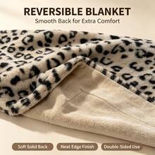 1pc Leopard Print Faux Rabbit Fur Blanket, Double Layer Warm Faux Rabbit Plush Throw Blanket, All-Season Multi-Functional Decorative Blanket For Living Room Bedroom Sofa, Great Gift For Family - Khaki Heart Leopard Print - View 6