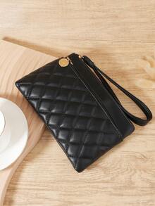 Women's Fashion Wrist Solid Color File Storage Bag, Fashion Square Handbag And Wrist, Women's Coin Wallet, Phone Bag, Makeup Bag - Black - View 4