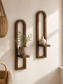 1pc/2pcs Wall-Mounted Hanging Shelf, Arched Candle Holder Display Rack, Vintage Dark Decorative Shelf, Home Decor, Suitable For Aromatherapy Candles, Crystals, Small Ornaments, Living Room, Bedroom, Entryway Wall Display, Gift - Multi-color E - View 9