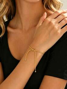 1pc Women's Fashion Adjustable Size Snake Chain Stainless Steel Bracelet, Exquisite Multi-Functional Accessory, Suitable For Daily Wear Or Holiday Occasions - Adjustable Bracelet - View 4