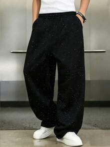 Teen Boys Streetwear Galaxy Print Wide Leg Sweatpants Relaxed Fit - Black - View 2