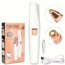 2-In-1 Rechargeable Eyebrow Trimmer And Facial Hair Remover, Portable Personal Grooming Tool With Built-In Light, Suitable For Eyebrows, Lips And Body Hair Management - White - View 14